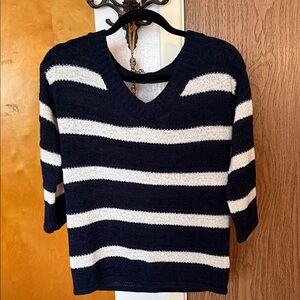 Maurices Navy and Cream V-Neck Sweater